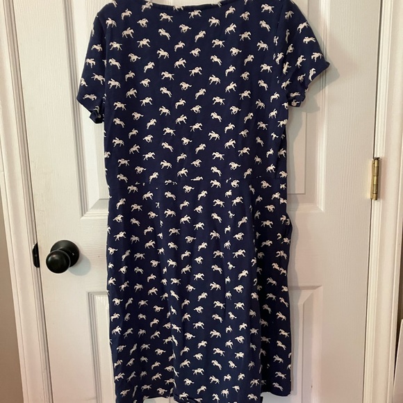 Boden Phoebe Jersey Navy 100% Cotton Casual Dress Equestrian Print Sz 10P - Picture 7 of 9
